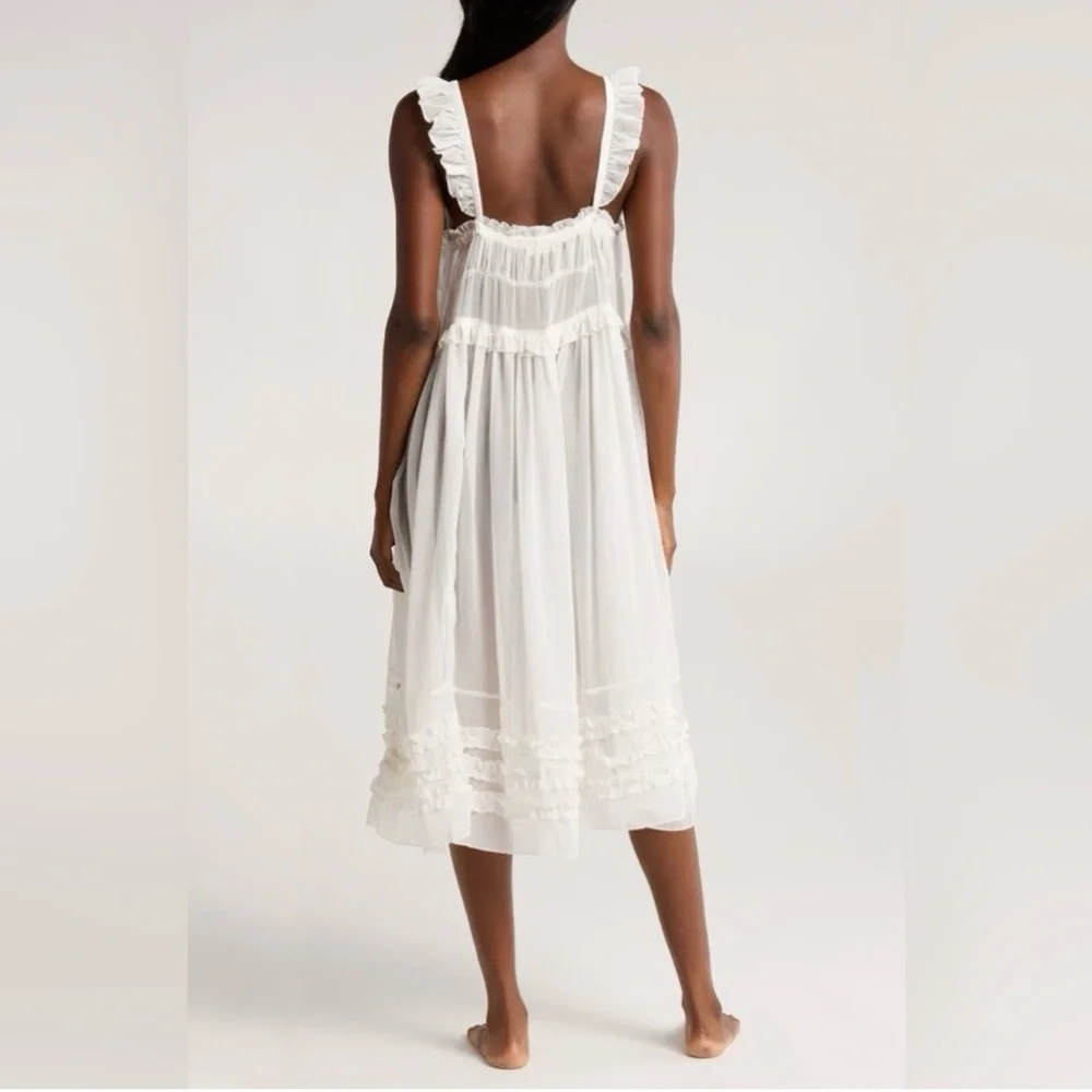 NWOT Free People Intimately Moon Phase Midi Slip Dress in White, Size Large - Picture 2 of 12